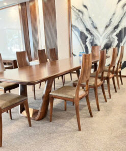 Bộ Bàn Ăn Gỗ Óc Chó 10 Ghế – Thiết Kế Uốn Cong Nghệ Thuật