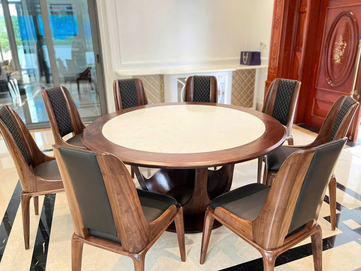 Bộ Bàn Ăn Tròn Gỗ Óc Chó Tự Nhiên Bộ Bàn Ăn Tròn Gỗ Óc Chó Tự Nhiên