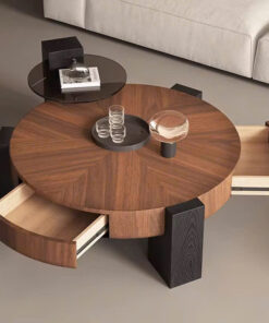 Phòng bếp hiện đại tông gỗ sáng và đảo bếp nan gỗ