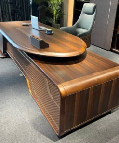 Bàn làm việc lãnh đạo gỗ trầm cao cấp tích hợp tủ