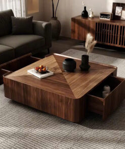 Bàn trà thông minh hình học từ gỗ óc chó