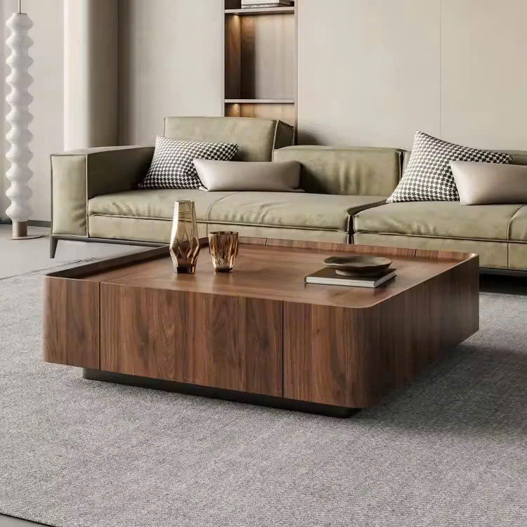 Bàn trà thông minh hình học từ gỗ óc chó Bàn trà thông minh hình học từ gỗ óc chó