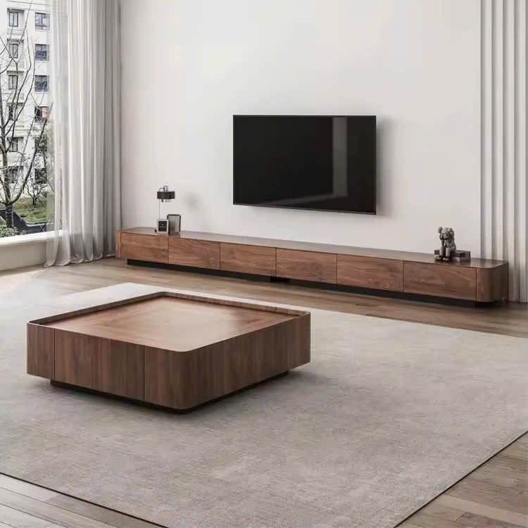 Bàn trà thông minh hình học từ gỗ óc chó Bàn trà thông minh hình học từ gỗ óc chó