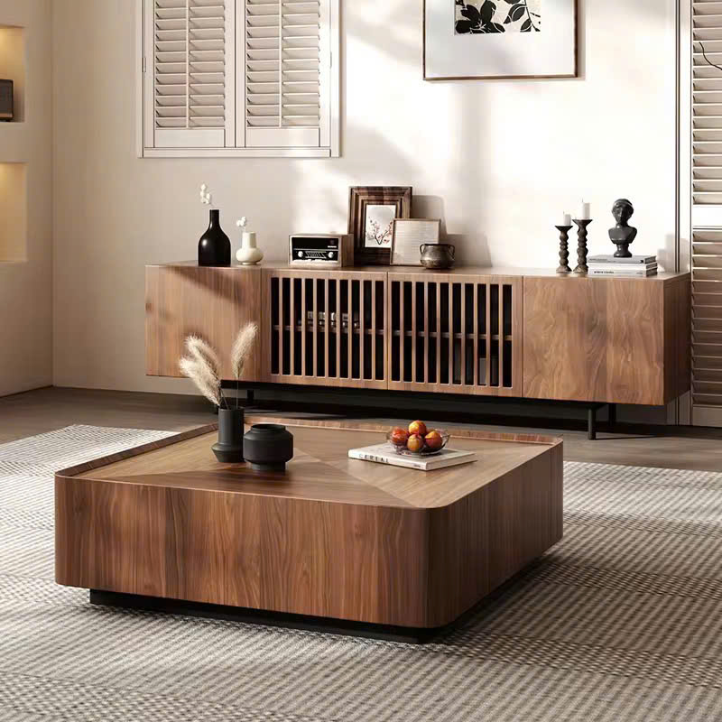 Bàn trà thông minh hình học từ gỗ óc chó Bàn trà thông minh hình học từ gỗ óc chó