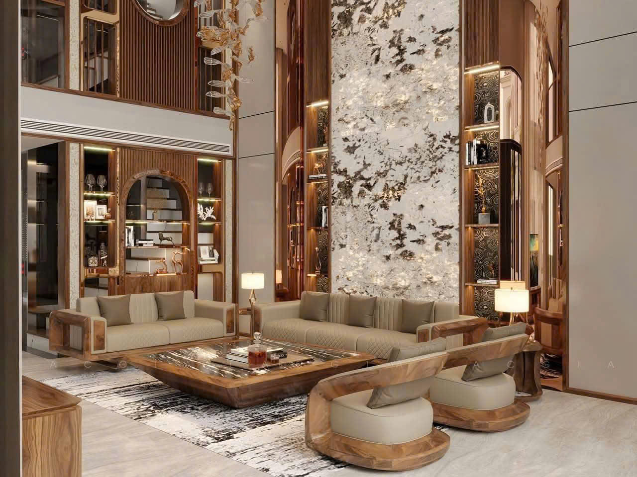 Bộ sofa gỗ tự nhiên nghệ thuật và bàn trà khối lớn Bộ sofa gỗ tự nhiên nghệ thuật và bàn trà khối lớn