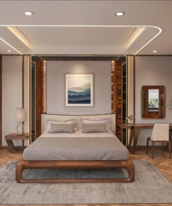Nội thất phòng ngủ master hiện đại luxury gỗ & vân đá