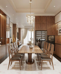 Không Gian Phòng Ăn Gỗ Óc Chó Hiện Đại