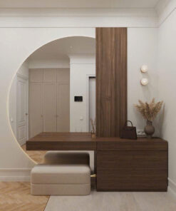 Bàn trang điểm / bàn console tích hợp gương tròn lớn