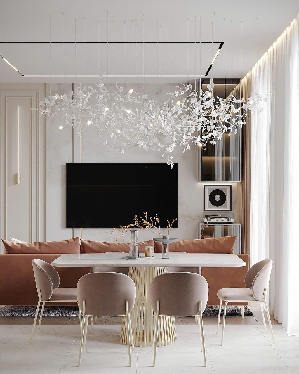 Bộ bàn ăn 6 ghế mặt đá sang trọng – chân trụ nan vàng Bộ bàn ăn 6 ghế mặt đá sang trọng – chân trụ nan vàng