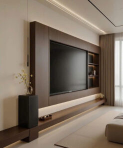 Bộ kệ tivi và bàn trà phong cách tối giản chất liệu gỗ tự nhiên