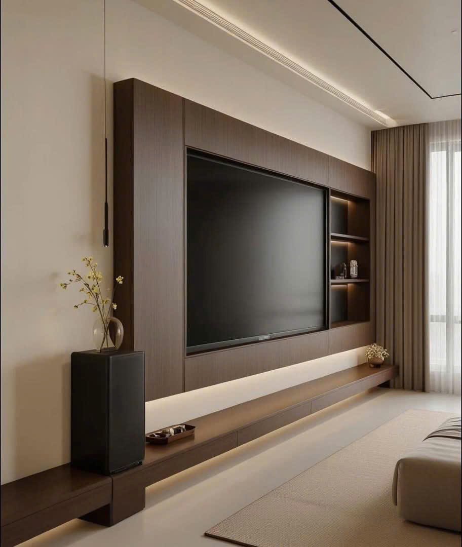 Bộ kệ tivi và bàn trà phong cách tối giản chất liệu gỗ tự nhiên