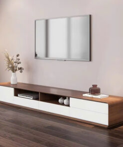 Kệ tivi phòng khách thiết kế bo cong tối giản